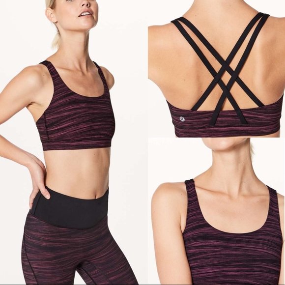 lululemon athletica Other - Lululemon Energy Bra Low Tide Blush Berry Black / Black